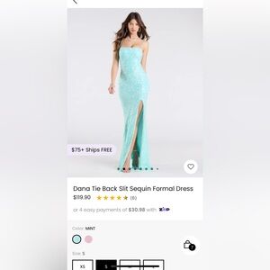 Tie-Back Sequin Formal Dress in Aqua